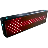 Flecha electrónica compuesta por 85 LEDs. Tres estados: izquierda, derecha ó flecha apagada.