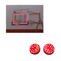 Marco perimetral y luz circular para indicación de fin tiempo en básquet. Activación simultánea con otros equipos.