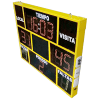 Tablero Básico. Controla tiempo de juego, tantos, faltas y período. Versátil, apto para uso en una gran variedad de deportes.